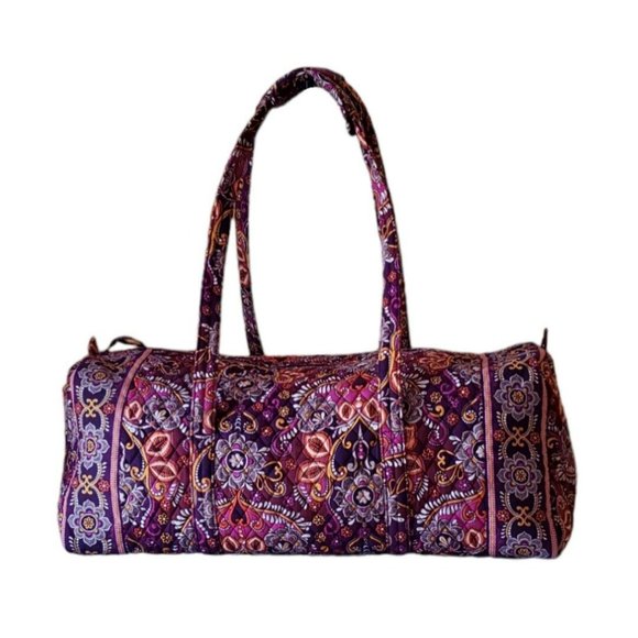 Vera Bradley Handbags - Vera Bradley X Large Cotton Travel Duffel Bag Purple Petals Paisley Quilted